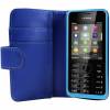 Nokia 301 - Leather Wallet  Case Blue (OEM)