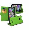 Microsoft Lumia 435 - Leather Wallet Stand  Case Green (OEM)