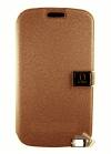 Samsung Galaxy Core Plus G350 - Leather Wallet Case With Plastic Back Cover DR' CHEN Brown (OEM)