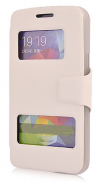 Leather Stand Case/S-View for Alcatel OneTouch Scribe Easy 8000D White (OEM)