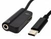 Ancus 2 in 1 USB Type-C Adapter to USB Type-C Female and 3.5mm Female Black