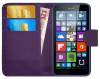 Microsoft Lumia 535 - Leather Wallet Stand Case Purple OEM