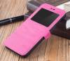 LG Bello II X150 - Leather Stand Case With Window And Silicone Back Cover Magenta (OEM)